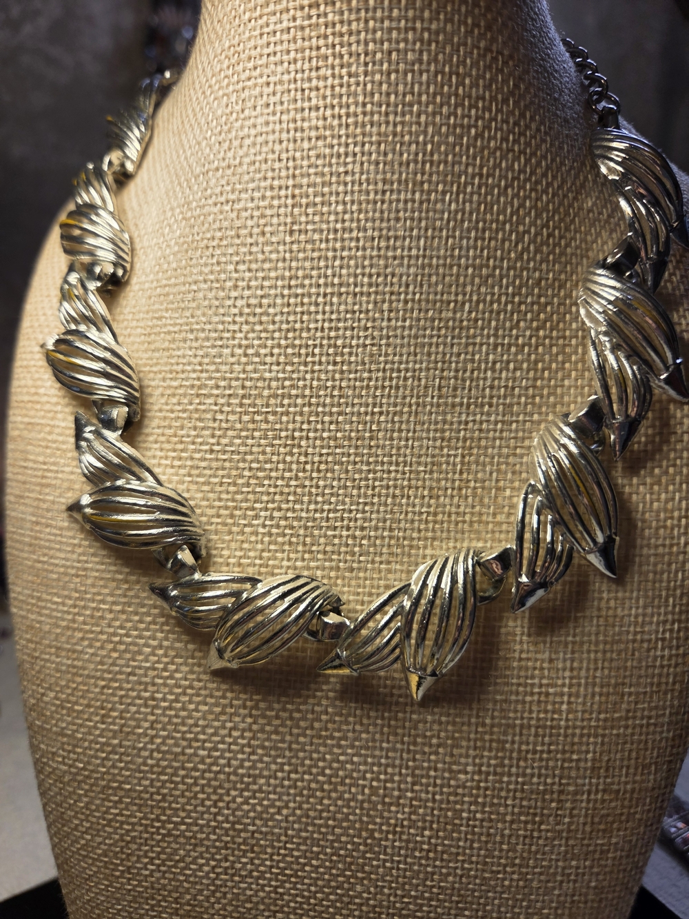 Silver-Tone Sculpted Leaf Necklace for Women